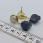 Natural Black Tourmaline and Pearl Earrings - Stainless Steel Gold plated