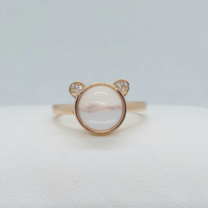 Natural Rose Quartz Ring - Sterling Silver Rose Gold Plated - Resizeable