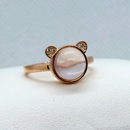 Natural Rose Quartz Ring - Sterling Silver Rose Gold Plated - Resizeable