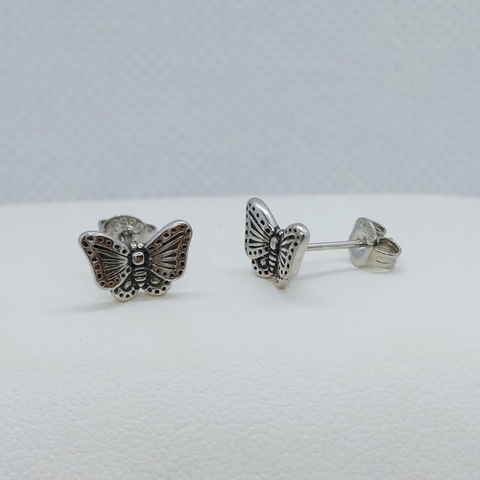 Butterfly Stud Earrings - Vintage Sterling Silver