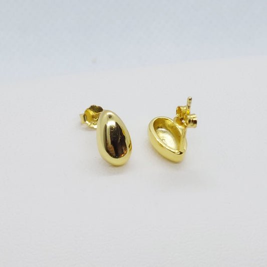 Water Drop Stud Earrings - Sterling Silver Gold Plated