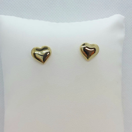 Stainless Steel Heart Stud Earrings - Gold Plated