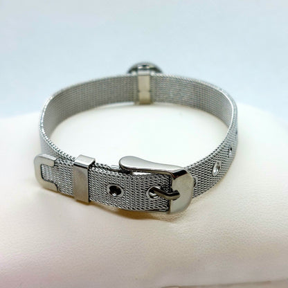 Stainless Steel Silver Mesh Bracelet - Adjustable