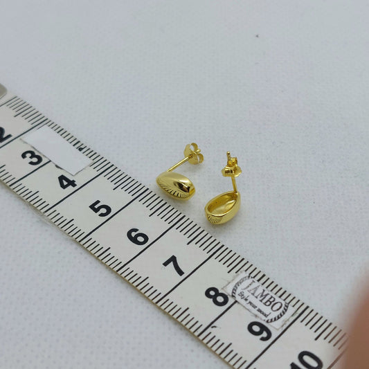 Water Drop Stud Earrings - Sterling Silver Gold Plated