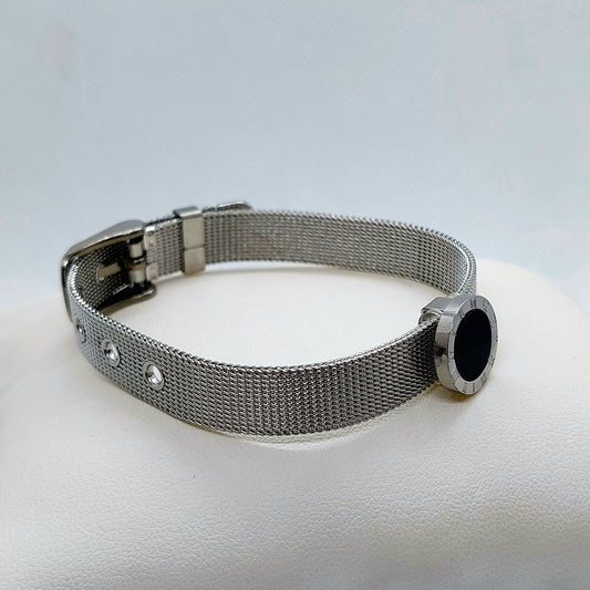 Stainless Steel Silver Mesh Bracelet - Adjustable