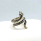 Snake with Ruby Eyes Ring - Vintage Sterling Silver - Resizeable