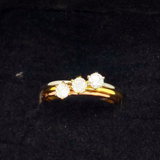 Elegant Fine Moissanite Diamond Ring in Sterling Silver 18K gold plated