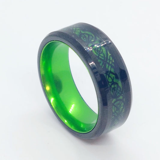Green Tungsten Carbide Ring - 8mm