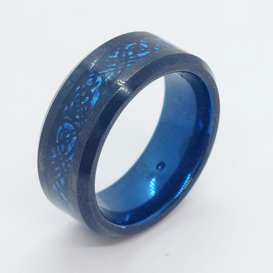 Blue Tungsten Carbide Ring - 8mm