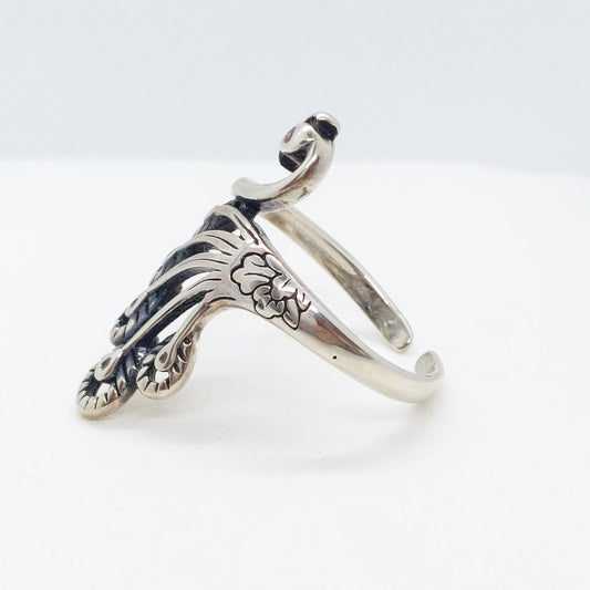 Peacock Ring in Sterling Silver Resizeable