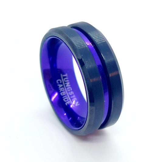 Purple & Black Matte Tungsten Carbide Ring - 8mm