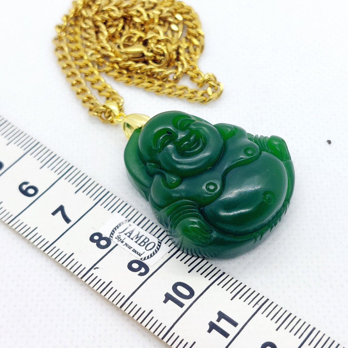 Natural Hetian Jade Buddha Pendant - Stainless Steel Necklace