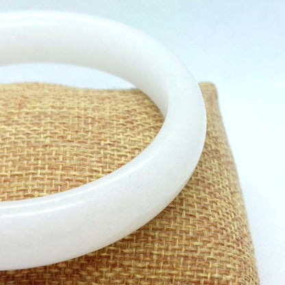 Natural White Jade Bangle - Bracelet