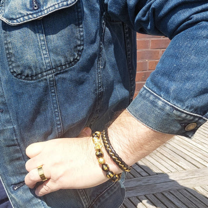 Natural Black Obsidian Feng Shui Bracelet with Silver Pixiu Gold Plated in 10mm & 12mm Stones