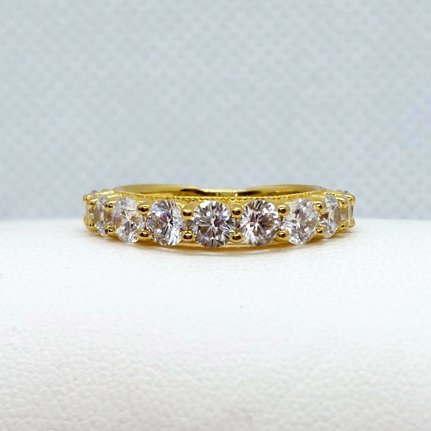 Sona Diamond Ring - Sterling Silver Gold Plated - Lab Created