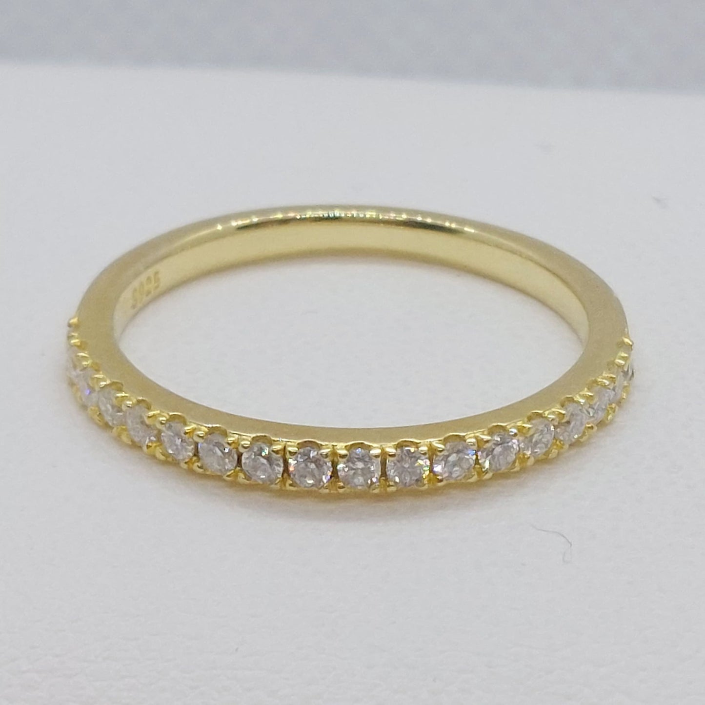 18 Stone Moissanite Diamond Ring - Gold Plated Sterling Silver