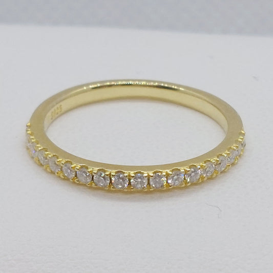 18 Stone Moissanite Diamond Ring - Gold Plated Sterling Silver