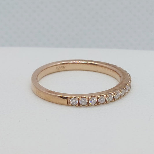 18 Stone Moissanite Diamond Ring in Rose Gold Plated Sterling Silver