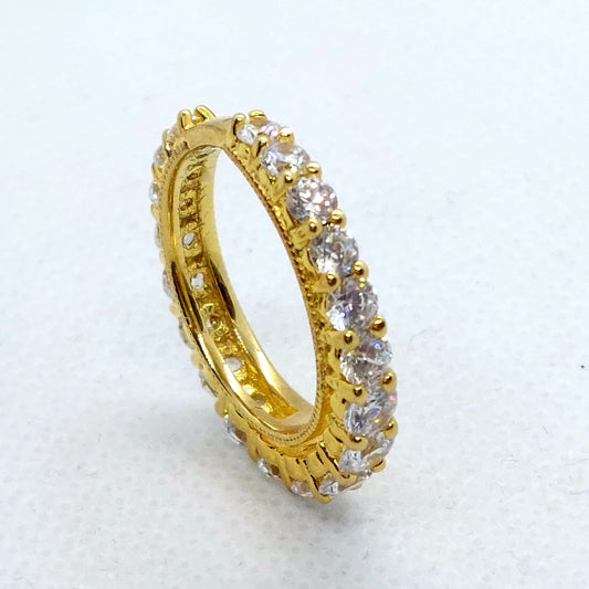 Sona Diamond Ring - Sterling Silver Gold Plated - Lab Created