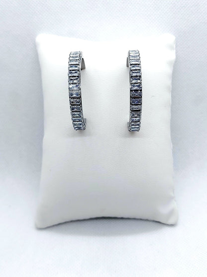 Large Zircon Stud Earrings - Stainless Steel