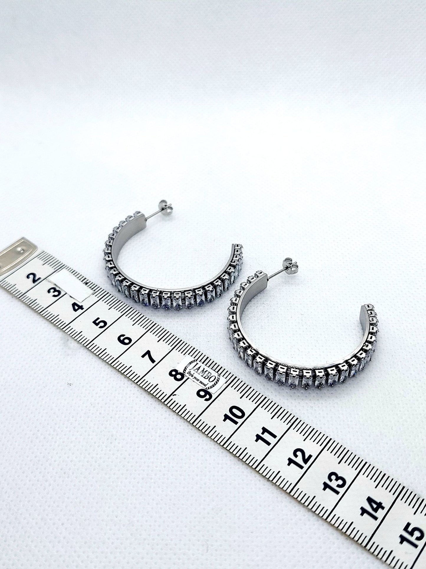 Large Zircon Stud Earrings - Stainless Steel