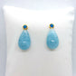 Natural Aquamarine Teardrop Earrings - Stainless Steel Gold Plated