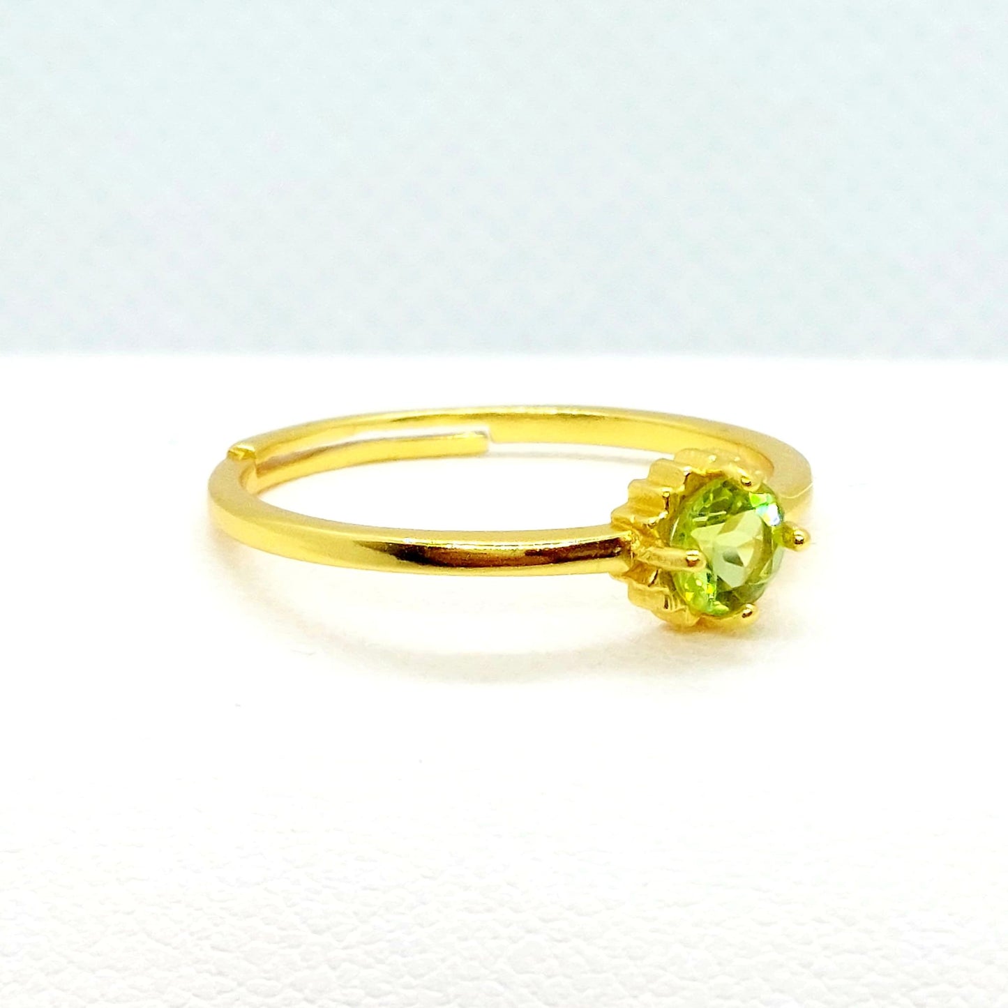 Natural Peridot Resizeable Ring in Sterling Silver Gold Plated