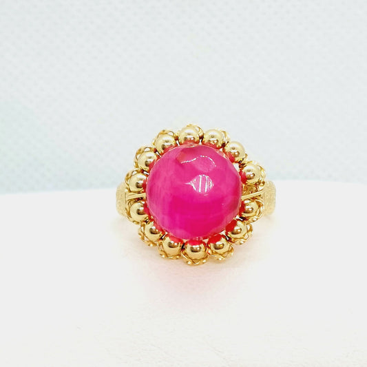 Natural Faceted Pink Tourmaline Ring - 10K Gold
