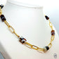 Natural Bamboo Bone Striped Tibetan Agate Set - Stainless Steel Gold Plated