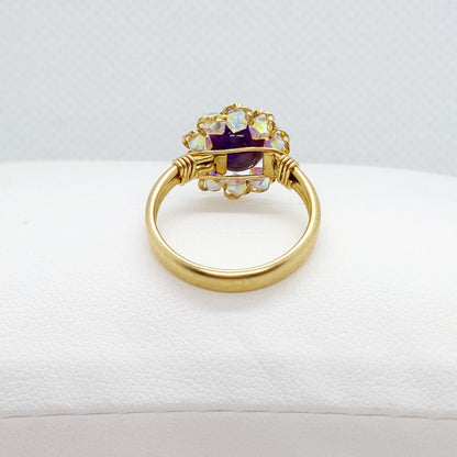 Natural Amethyst & Swarovski Crystals Jewelry Set - 10K Gold