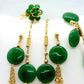Natural Hetian Jade Jewelry Set - 10K Gold