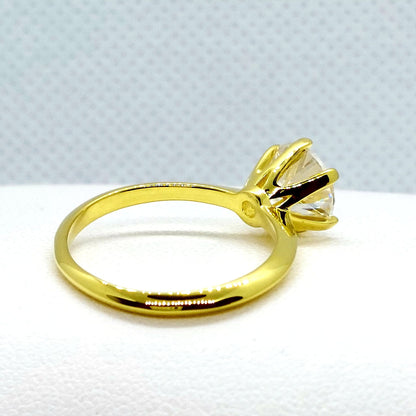 Moissanite Diamond Ring - 2ct - Sterling Silver Gold Plated