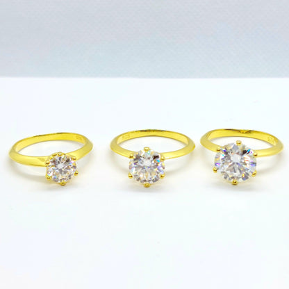 Moissanite Diamond Ring - 2ct - Sterling Silver Gold Plated