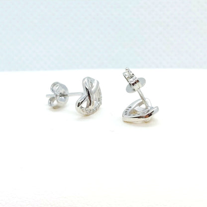 Zircon Heart Stud Earrings Sterling Silver