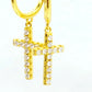 Cross with Zircon Hoop Earrings - Sterling Silver Gold Plated