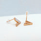Shell and Zircon V Stud Earrings - Sterling Silver Rose Gold Plated