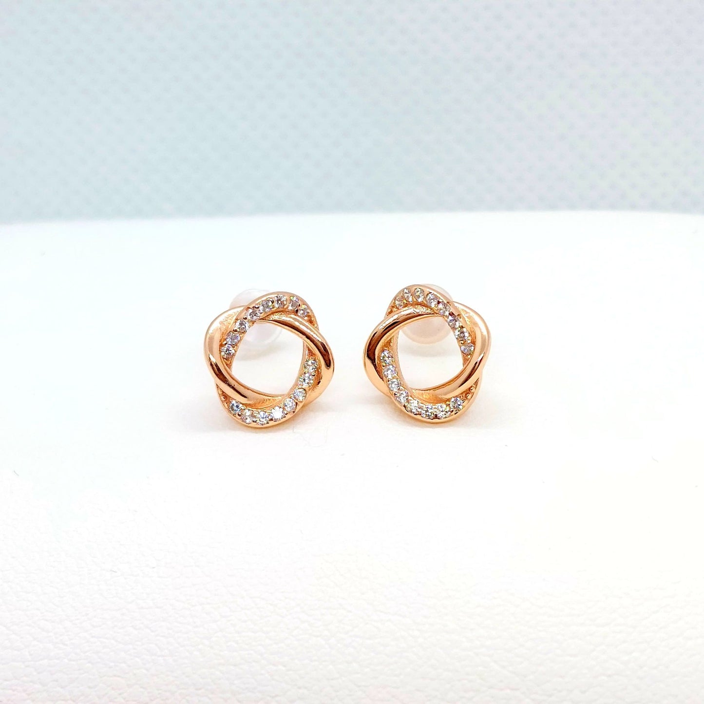 Zircon Stud Earrings in Rose Gold Plated Sterling Silver