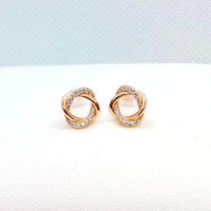 Zircon Stud Earrings in Rose Gold Plated Sterling Silver
