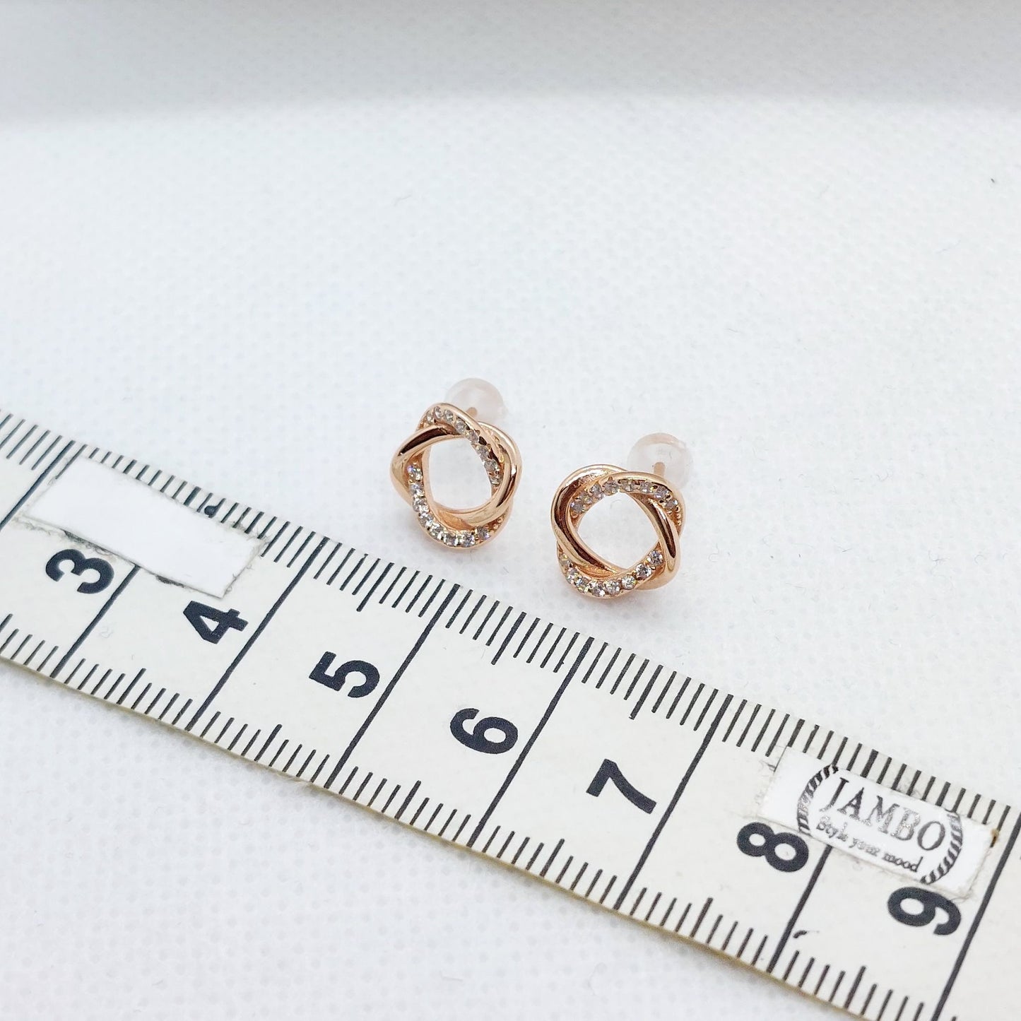 Zircon Stud Earrings in Rose Gold Plated Sterling Silver