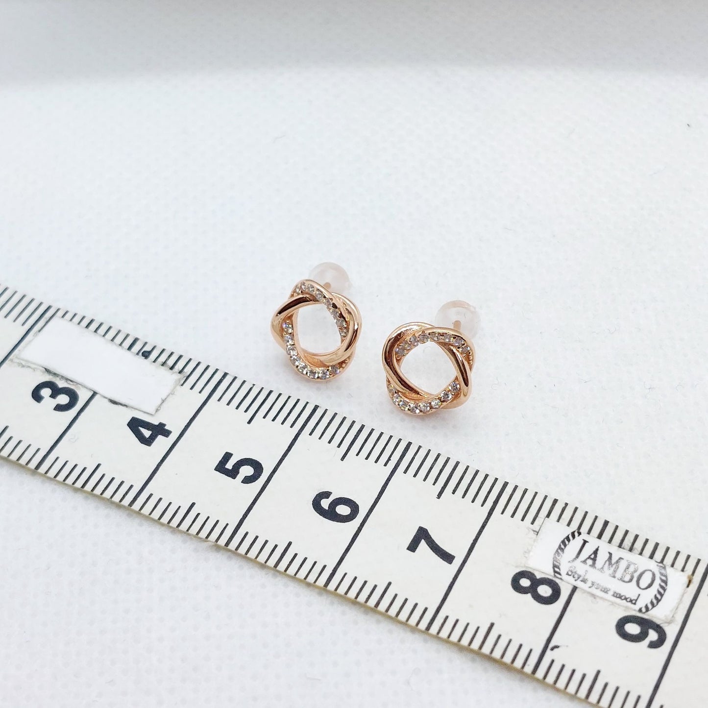 Rose Gold Plated Sterling Silver Stud Earrings with Zircon