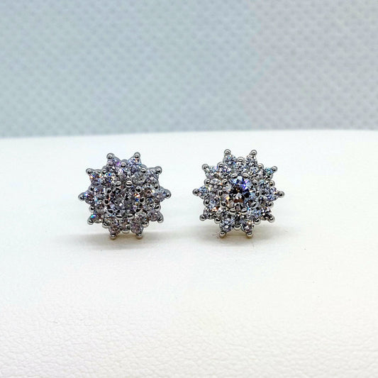 Zircon Snowflake Stud Earrings - Sterling Silver