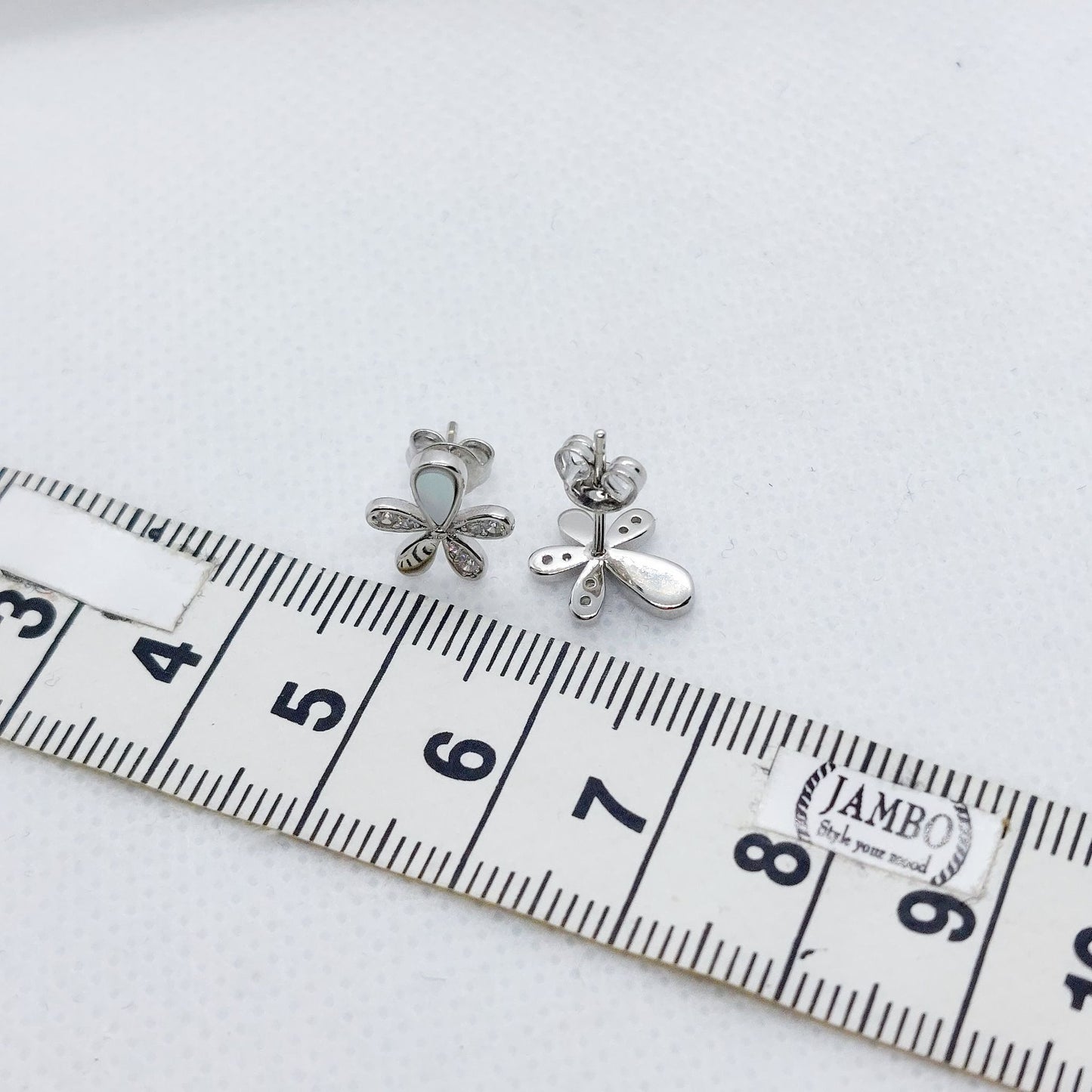Zircon Flower Stud Earrings - Sterling Silver