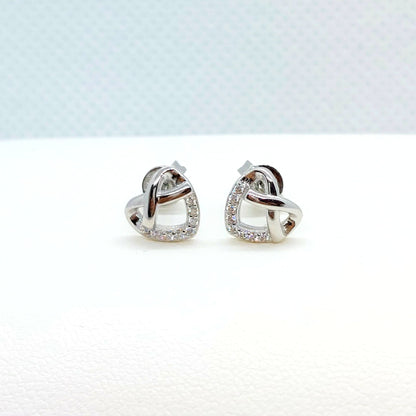 Zircon Heart Stud Earrings Sterling Silver