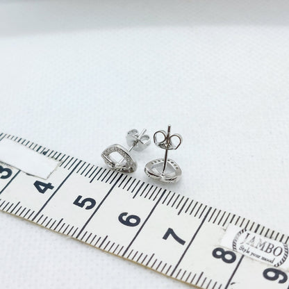 Zircon Heart Stud Earrings Sterling Silver