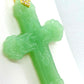 Natural Chinese Translucent Jade Cross Pendant with Gold Plated Stainless Steel Chain Necklace