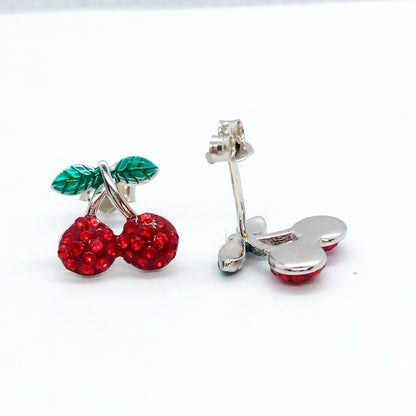Zircon Cherry Stud Earrings - Sterling Silver