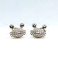Crab with Zircon Stud Earrings - Sterling Silver