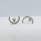 Half Moon with Zircon Stud Earrings - Sterling Silver