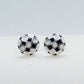 Round Black & White Checkered Stud Earrings - Sterling Silver