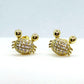 Crab with Zircon Stud Earrings - Sterling Silver Gold Plated